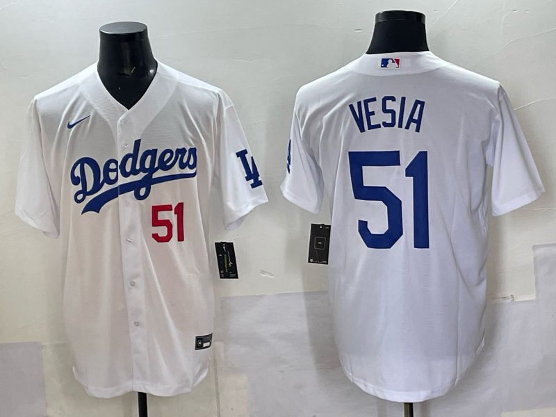 Men Los Angeles Dodgers #51 Vesia white Nike 2025 MLB jersey 001->detroit tigers->MLB Jersey